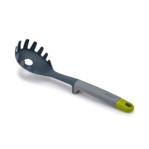Non-stick spaghetti server with elevate handle design in grey and green by Joseph Joseph