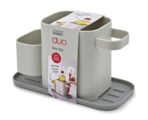 Compact sink organizer with sponge holder by Joseph Joseph in grey color
