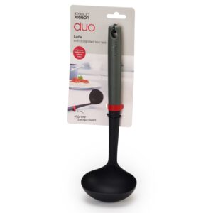 Non-stick safe soup ladle with tool rest from Joseph Joseph in grey and red