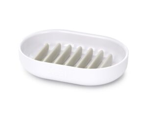 Quick drain soap dish from Joseph Joseph with elevated drying rack, white color