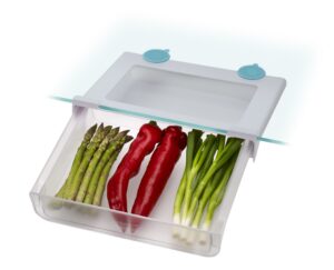 Fridge shelf organizer with suction cups from Joseph Joseph – clear divider for cans and bottles