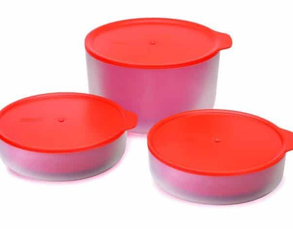 M-Cuisine 3-piece cooltouch microwave bowl set - Orange