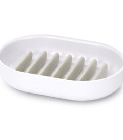 White Joseph Joseph soap dish with raised draining rack for quick drying