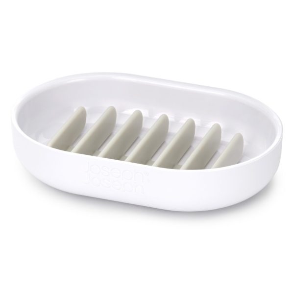 White Joseph Joseph soap dish with raised draining rack for quick drying