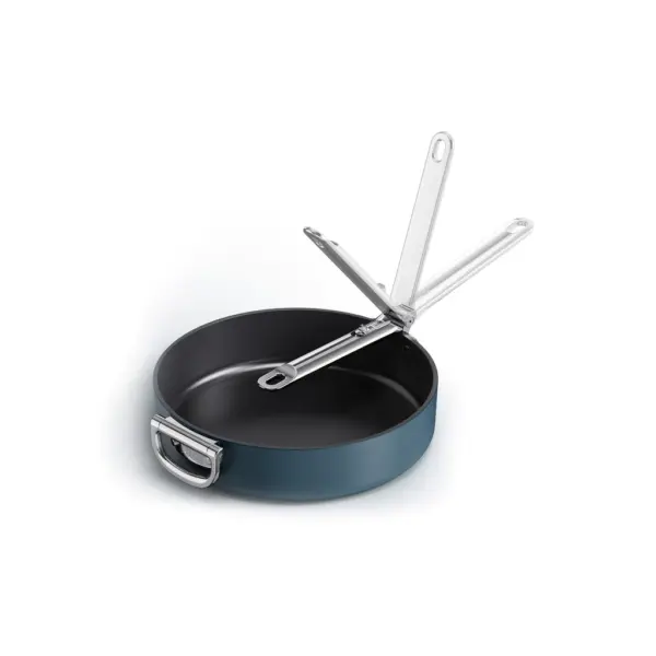 Space Folding Handle Ceramic Non-Stick 28 cm Blue Pan – Space-Saving Excellence